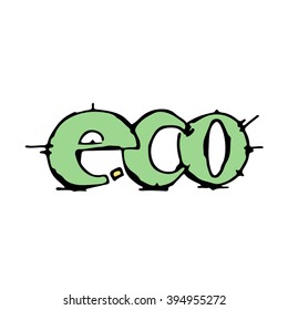 Eco icon sign on white background. Stock hand drawn vector illustration.