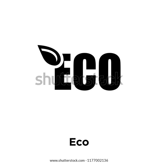 Eco icon\
vector isolated on white background, logo concept of Eco sign on\
transparent background, filled black\
symbol
