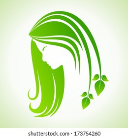 Eco icon with women face stock vector