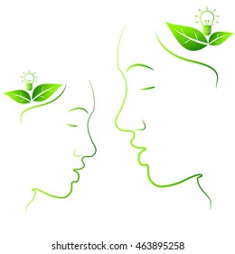 Eco icon with women face stock vector