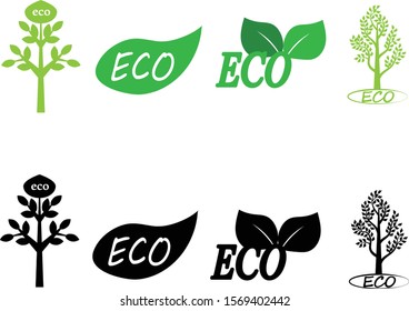 eco icons colored and black and white