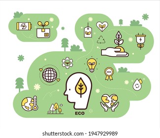 Composición de iconos ecológicos. estilo de diseño plano ilustración vectorial mínima.