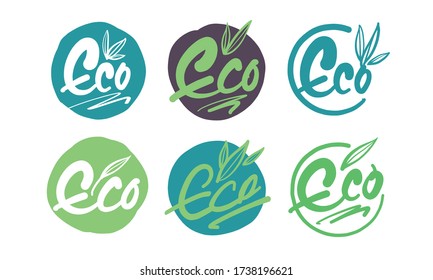 Eco icons and flabels design in vectors.
