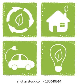 Eco icons in grunge style