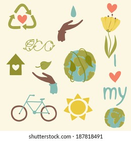 Eco icons hand draw