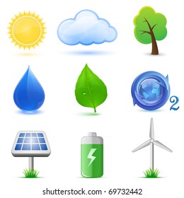 Eco icons. Highly detailed vector icons. Ecological and environmental icons.