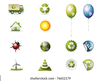 Eco icons isolated on white