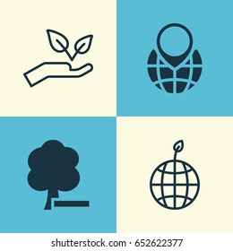Eco Icons Set. Collection Of Delete Woods, Save World, World Ecology And Other Elements. Also Includes Symbols Such As Protect, Tree, Pointer.