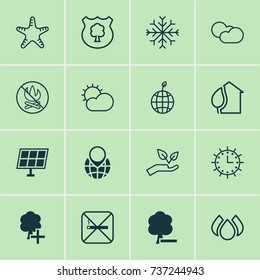 Eco Icons Set. Collection Of World Ecology, Save World, Clear Climate And Other Elements. Also Includes Symbols Such As Fire, Tree, Water.
