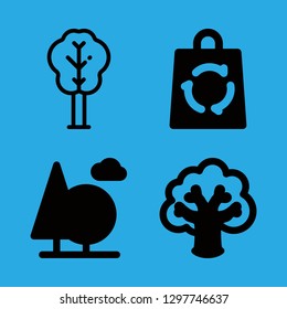 eco icons set with ecologic bag, trees and tree vector set