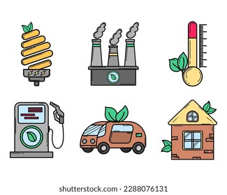 Eco icons set. Ecological icon. Green energy. Solar panels. Flat style. Green energy. Clean planet.