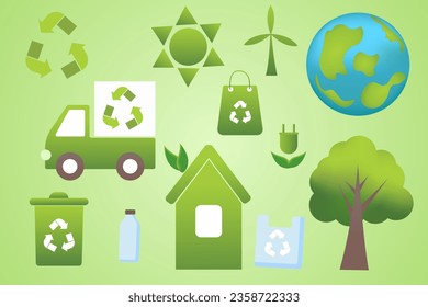 
Conjunto de iconos ecológicos. ecología, ecología, tecnología ecológica y medio ambiente. Métodos alternativos de generación de energía. Ilustración del vector