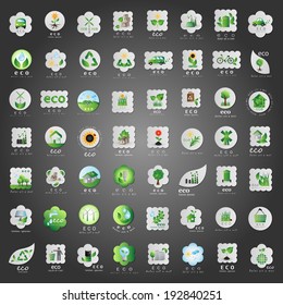 Eco Icons Set - Isolated On Black Background - Vector Illustration, Graphic Design Editable For Your Design 
