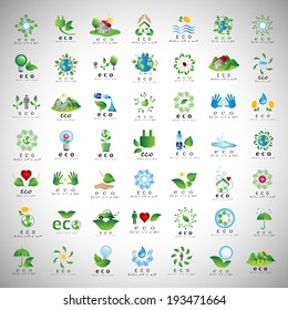 Eco Icons Set - Isolated On Gray Background - Vector Illustration, Graphic Design Editable For Your Design