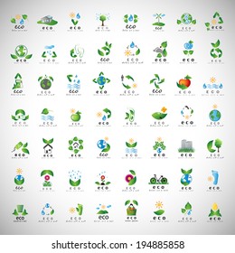 Eco Icons Set - Isolated On Gray Background - Vector Illustration, Graphic Design Editable For Your Design