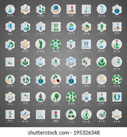 Eco Icons Set - Isolated On Gray Background - Vector Illustration, Graphic Design Editable For Your Design
