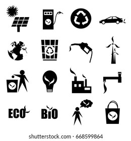 eco icons set, isolated on a white