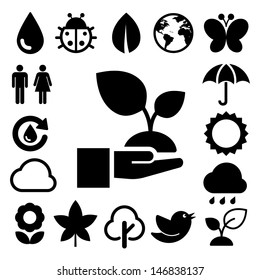 Eco icons set.Elements of this image furnished by NASA