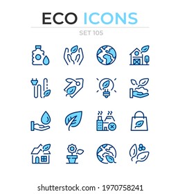 Eco icons. Vector line icons set. Premium quality. Simple thin line design. Modern outline symbols collection, pictograms.