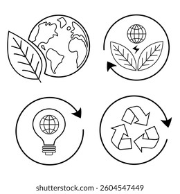 Eco Icons: Vector Outlines (AI Template, Hand-Drawn)