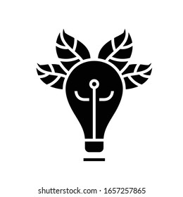 Eco idea black icon, concept illustration, vector flat symbol, glyph sign.