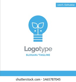 Eco, Idea, Lamp, Light Blue Solid Logo Template. Place for Tagline. Vector Icon Template background