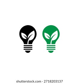 Eco ideia lâmpada de luz verde energia inovação sustentabilidade conceito vetor ícone