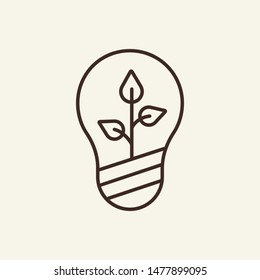 Eco idea line icon. Light bulb, plant, insight. Eco technology concept. Vector illustration can be used for topics like environment security, ecology, business