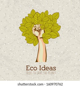 eco ideas over pattern background vector illustration