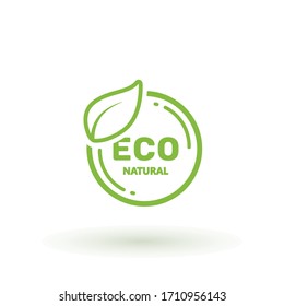 Icono de ilustración ecológica. calidad superior, productos naturales locales, alimentos saludables, pegatinas frescas de granja. Etiqueta orgánica del menú vectorial, emblema biológico del embalaje de productos alimenticios