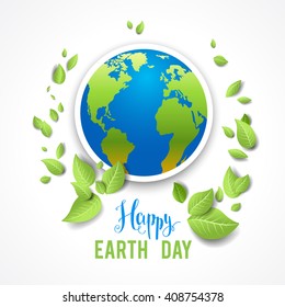 Eco image with globe for design banner,ticket, leaflet and so on.Template page for Earth day. Holiday card.