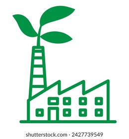 Eco Industrial factory icon symbol. Outline vector illustration