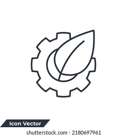 Eco industry. eco friendly green technology icon logo vector illustration. Leaf and gear. green tech symbol template for graphic and web design collection