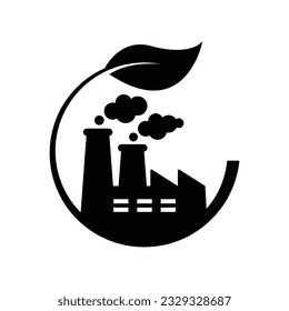 Eco industry icon design. Eco recycle factory icon. isolated on white background. vector illustration
