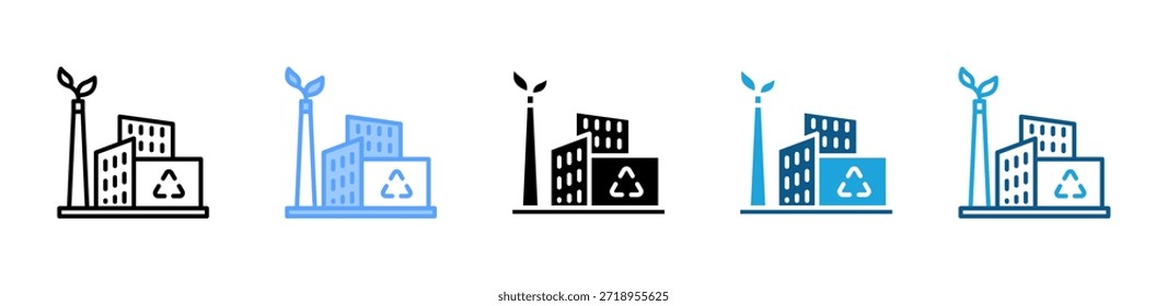 Conjunto de iconos de la industria ecológica colección de estilo múltiple