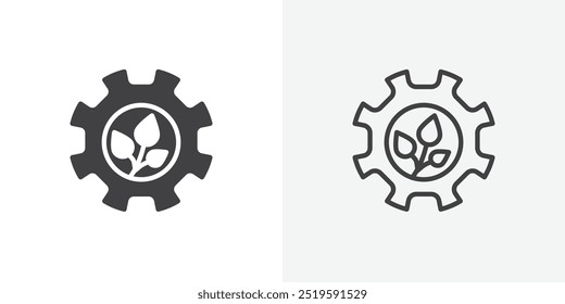 Icono de la industria ECO. estilo de línea delgada de relleno sólido y trazo eps 10