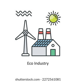 Ilustración de diseño de iconos de esquema rellenados por el vector de la industria de la OCE. Símbolo ecológico sobre el fondo blanco Archivo EPS 10