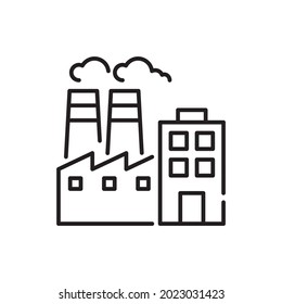 Ilustración del estilo de icono del contorno vectorial de la industria ecológica. archivo EPS 10