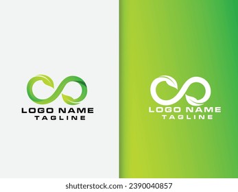 Eco Infinity logo design. Infinity symbol. Creative logo. Business. Natural. Colorful template. Leaf Infinity vector. Premium. Green