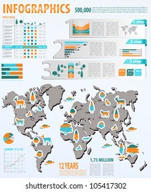 Eco info graphic vector with map of World