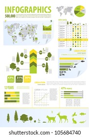 Eco info graphic vector with map of World