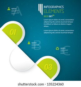 Eco infographic tab. Can be used for presentations, web design, infographics, number options.
