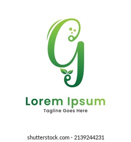 Eco initial letter g with gradient nature green leaf logo design