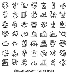 Eco innovation icons set. Outline set of eco innovation vector icons for web design isolated on white background
