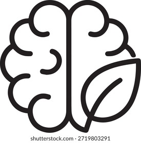Icono del cerebro de la inteligencia ecológica que simboliza el pensamiento sostenible, la innovación verde, la conciencia ambiental y la tecnología ecológica.