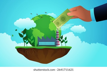 Eco Investment Concept, sustainable industry and green economy illustration