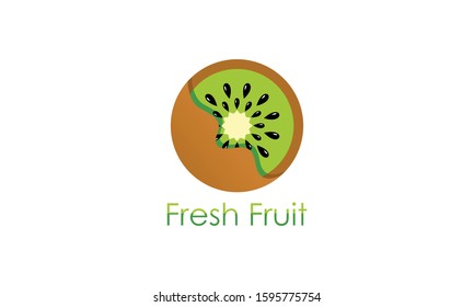 Eco kiwi fruit logo vector image illustration