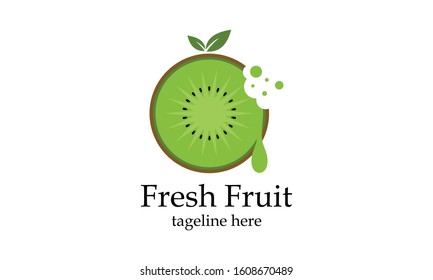 Eco kiwi fruit logo vector image illustration