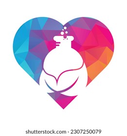 Vector de diseño de la plantilla de diseño del logotipo del concepto de forma cardiaca de laboratorio ecológico. Concepto de diseño de logotipo de laboratorio natural.