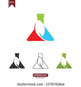 Eco lab with Leaf and bottle lab logo vector design design